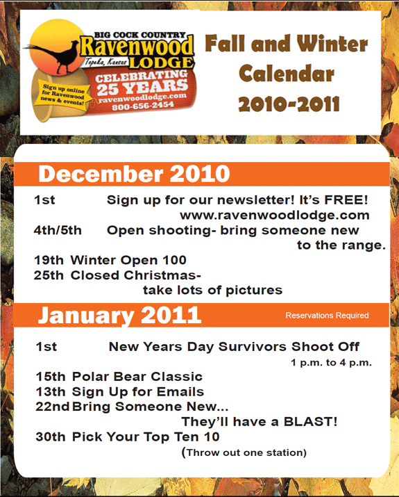 Ravenwood Calendar of Events