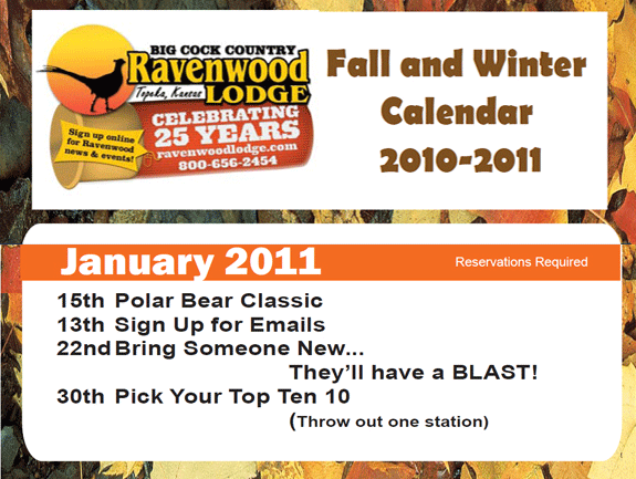 Ravenwood Lodge Calendar of Events