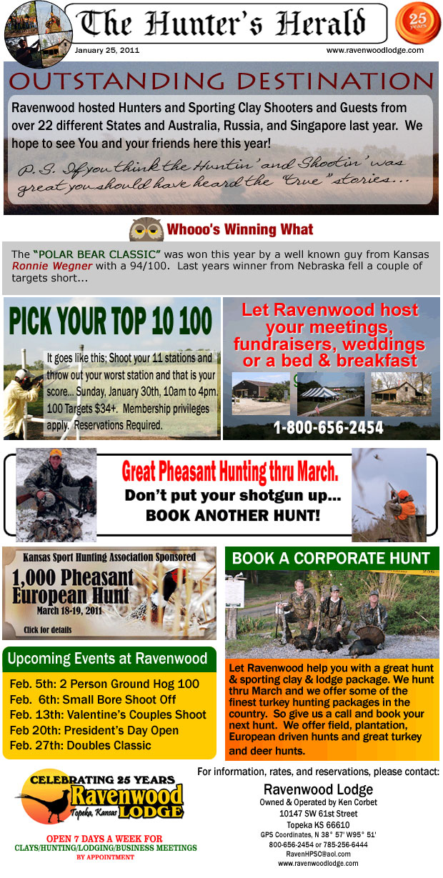 Ravenwood Lodge Hunters Herald January 25, 2011